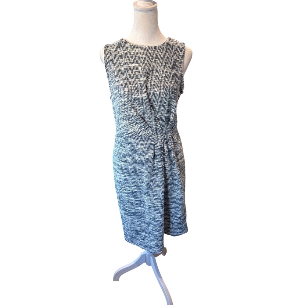 Banana‎ Republic Textured Knit Sheath Dress Navy White Size 6 Sleeveless